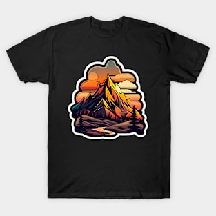Sunset Mountain Sticker #3 T-Shirt